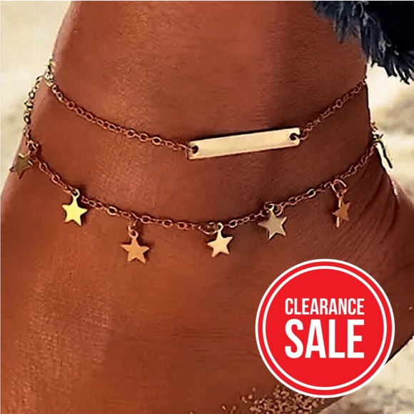 Jewelry - 🔴𝟭𝟬/$𝟮𝟱🔴NEW 2 Layered Bar Star Anklet